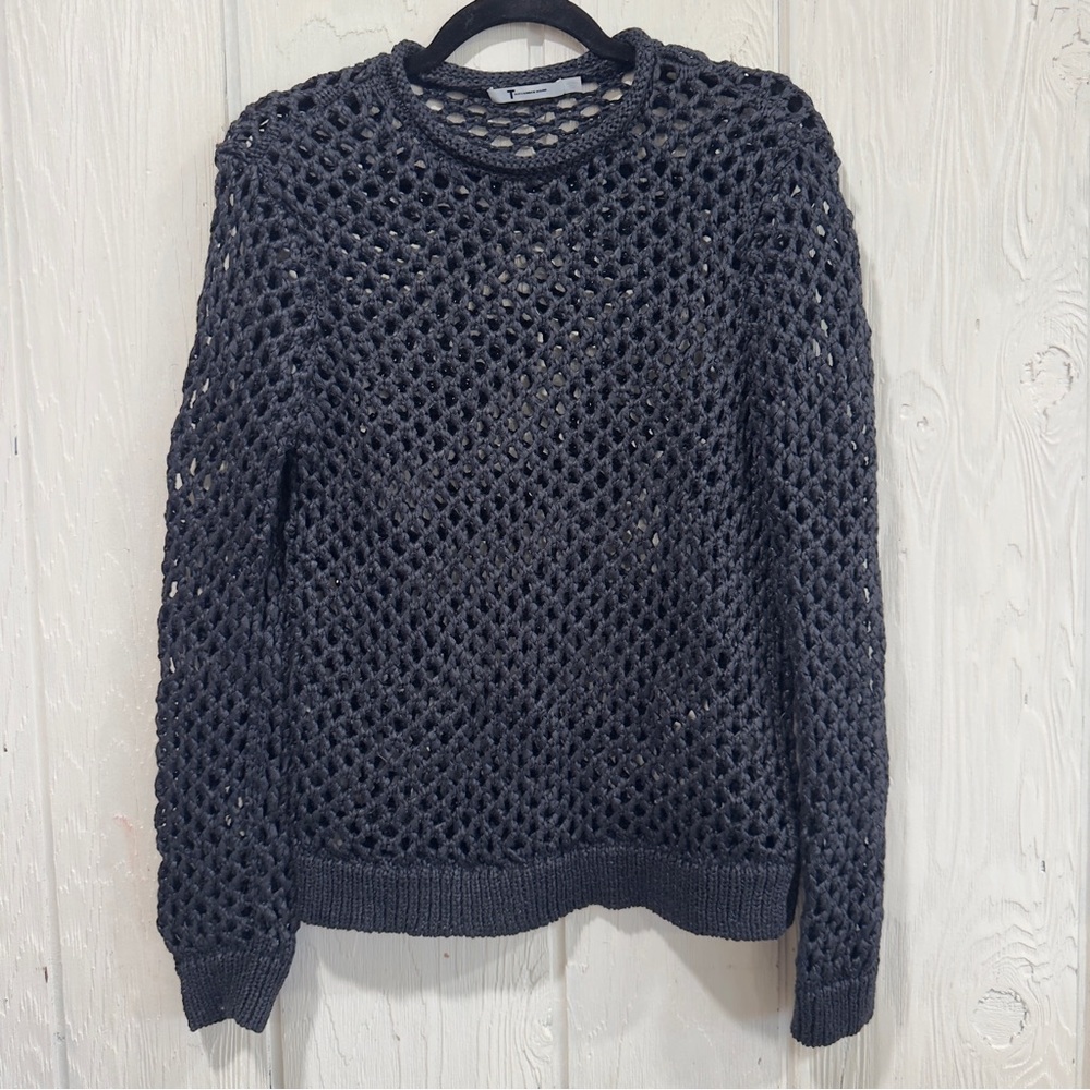 Alexander Wang Charcoal Open Knit Top